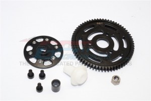 ALUMINIUM SPUR GEAR ADAPTER STEEL  SPUR GEAR 32 PITCH 66T AXIAL YETI ROCK RACER - Black - YT1666T-BK