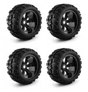 Rubber Tire & Rim Set 156 x 77mm 17mm Hex For 1/8 1/10 TRAXXAS MAXX E-REVO VXL ARRMA KRATON KYOSHO USA-1 MONSTER TRUCK - TY1567717/BK
