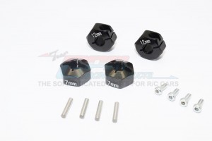 ALLOY HEX ADAPTER (12MMX7MM) -4PCS AXIAL SCX10 - Black - AX010/12X7MM-BK