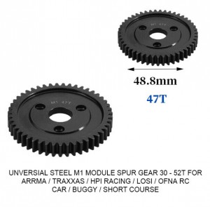 UNIVERSAL STEEL M1 SPUR GEAR 30T - 52T For RC TRAXXAS ARRMA HPI RACING LOSI MUGEN SEPRENT OFNA RC CAR MONSTER TRUCK - RS-M1/47T