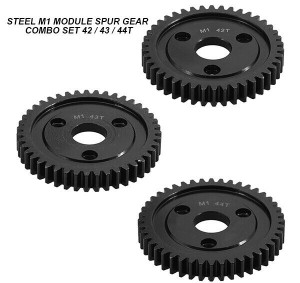 STEEL MOD 1 M1 SPUR GEAR 3PCS COMBO SET For RC TRAXXAS ARRMA HPI RACING LOSI MUGEN SEPRENT OFNA RC CAR MONSTER TRUCK - 42 / 43 / 44T - RS-M1424344T