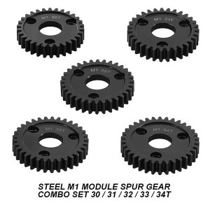 STEEL MOD 1 M1 SPUR GEAR 5PCS COMBO SET For RC TRAXXAS ARRMA HPI RACING LOSI MUGEN SEPRENT OFNA RC CAR MONSTER TRUCK - RS-M1-3031323334T