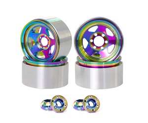 Aluminum 5 Spoke Dual Color 1.9 Inch Rim For 1/10 RC AXIAL SCX10 TRAXXAS TRX-4 Crawler Truck - WH019/IR