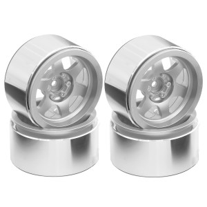 Aluminum 2.2 Inch 6 Spoke Pattern Rim Set 12mm Hex For 1/10 TRAXXAS TRX-4 AXIAL RACING SCX10 - SILVER - TYSP022/SI