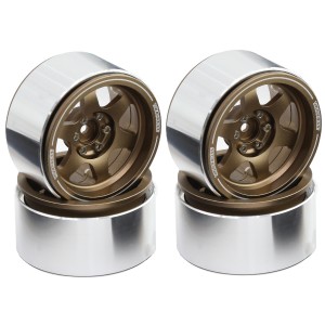 Aluminum 2.2 Inch 6 Spoke Pattern Rim Set 12mm Hex For 1/10 TRAXXAS TRX-4 AXIAL RACING SCX10 - CHROME - TYSP022/GD