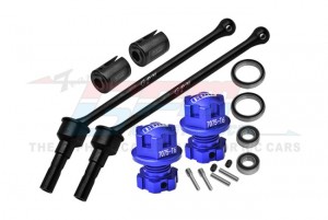 GPM TXMW110F/RSN CARBON STEEL FRONT / REAR EXTEND CVD SHAFT -110mm WITH 7075 ALLOY WHEEL LOCK & HEX CLAW 8996X FOR TRAXXAS 1/10 MAXX W/ WIDEMAXX MONSTER TRUCK 89086-4 - BLUE - TXMW110F/RSN-B