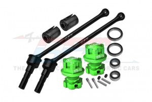 GPM TXMW110F/RSN CARBON STEEL FRONT / REAR EXTEND CVD SHAFT -110mm WITH 7075 ALLOY WHEEL LOCK & HEX CLAW 8996X FOR TRAXXAS 1/10 MAXX W/ WIDEMAXX MONSTER TRUCK 89086-4 - GREEN - TXMW110F/RSN-G
