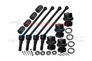 GPM TXMW110FRSN CARBON STEEL FRONT & REAR EXTEND CVD SHAFT - 110mm WITH 7075 ALLOY WHEEL LOCK & HEX CLAW 8996X FOR TRAXXAS 1/10 MAXX W/ WIDEMAXX MONSTER TRUCK 89086-4 - BLACK - TXMW110FRSN-BK