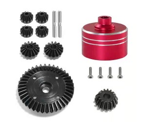Aluminum Diff Case W/ Steel Full RING BEVEL GEAR SET FOR 1/10 TAMIYA TT02 TT02B XV-02 CAR - RED - RS-XV20112100B/RE