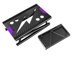 Aluminum & Carbon Fiber Setup Stand With Screw Tray Set For 1/10 RC Touring Short Course Car - BLACK W/ SILVER - ST022/SI