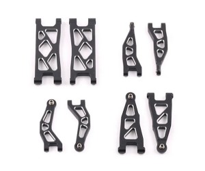 Aluminum Front & Rear Suspension Arm Set ARA330808 ARA330809 For ARRMA 1/18 GRANITE ARA2102T1 / TYPHON GROM MEGA 380 ARA2106T1 - BLACK - RS-ARA33080809/BK