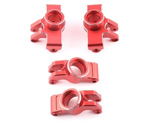 Aluminum Front Steering & Rear Hub Set ARA330807 For ARRMA 1/18 GRANITE ARA2102T1 / TYPHON GROM MEGA 380 ARA2106T1 - RED - RS-ARA330807/RE