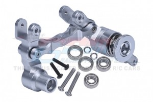 GPM TXM048NA ALUMINUM 7075 STEERING ASSEMBLY FOR TRAXXAS 1/5 X-MAXX 6S 8S MONSTER 77076-4 77086-4 - SILVER - TXM048NA-S