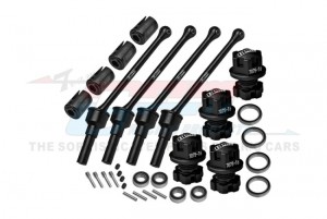 GPM TS088FRS 4140 CARBON STEEL FRONT & REAR CVD SHAFT - 88mm WITH 7075 ALLOY WHEEL LOCK & HEX CLAW 8950X 8654 FOR TRAXXAS 1/8 MAXX SLASH 8S /  1/10  MAXX MONSTER - BLACK - TS088FRS-BK