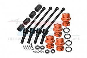 GPM TS088FRS 4140 CARBON STEEL FRONT & REAR CVD SHAFT - 88mm WITH 7075 ALLOY WHEEL LOCK & HEX CLAW 8950X 8654 FOR TRAXXAS 1/8 MAXX SLASH 8S /  1/10  MAXX MONSTER - ORANGE - TS088FRS-OR