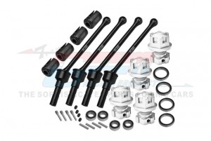 GPM TS088FRS 4140 CARBON STEEL FRONT & REAR CVD SHAFT - 88mm WITH 7075 ALLOY WHEEL LOCK & HEX CLAW 8950X 8654 FOR TRAXXAS 1/8 MAXX SLASH 8S /  1/10  MAXX MONSTER - SILVER - TS088FRS-S