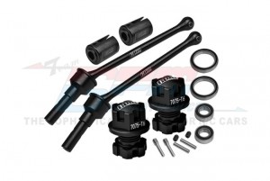 GPM TS088FRS 4140 CARBON STEEL FRONT / REAR CVD SHAFT - 88mm WITH 7075 ALLOY WHEEL LOCK & HEX CLAW 8950X 8654 FOR TRAXXAS 1/8 MAXX SLASH 8S /  1/10  MAXX MONSTER - BLACK - TS088F/RS-BK