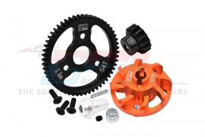 GPM SLA5414TLGN 7075 ALLOY SPUR GEAR ADAPTER W/ STEEL 32 PITCH 54T SPUR GEAR & 14T MOTOR GEAR - ORANGE - SLA5414TLGN-OR