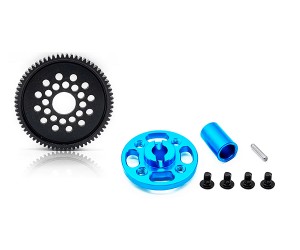 ALUMINUM SPUR GEAR ADAPTER STEEL GEAR - 63T / 64T / 66T / 71T FOR 1/10 TAMIYA TT02 TT02D TOURING CAR - RS-TT02/63T