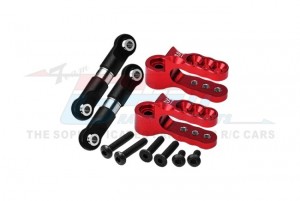 ALUMINUM 7075 SERVO HORN 25T WITH STAINLESS STEEL ADJUSTABLE STEERING LINK 5345R FOR TRAXXAS 1/10 E-REVO VXL SLAYER PRO SUMMIT T-MAXX - RED - ER216025SN-R