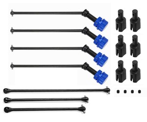 COMBO SET STEEL FRONT CENTER REAR AXLE CVD DRVESHAFT WHEEL HEX HUB 24mm ARA310924 ARA310928 FOR 1/5 ARRMA KRATON OUTCAST 8S BLX MONSTER - BLUE - RS-ARA310928SET/BU