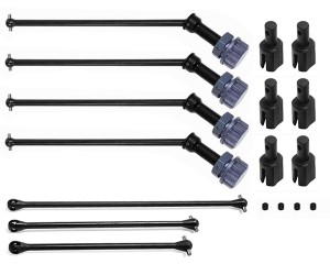 COMBO SET STEEL FRONT CENTER REAR AXLE CVD DRVESHAFT WHEEL HEX HUB 24mm ARA310924 ARA310928 FOR 1/5 ARRMA KRATON OUTCAST 8S BLX MONSTER - GUN SILVER - RS-ARA310926SET/GS