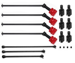 COMBO SET STEEL FRONT CENTER REAR AXLE CVD DRVESHAFT WHEEL HEX HUB 24mm ARA310924 ARA310928 FOR 1/5 ARRMA KRATON OUTCAST 8S BLX MONSTER - RED - RS-ARA310928SET/RE