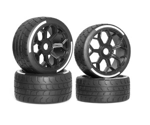 TIRE & RIM SET 53/107 42/100 2.9 ARA550073 ARA550062 17mm HEX FOR RC 1/7 ARRMA FELONY 6S BLX ARA7617V2T2 - WH011/BK
