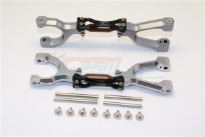 STEEL + ALUMINUM SUPPORTING MOUNT WITH FRONT / REAR UPPER ARMS SET FOR 6S TRAXXAS XMAXX 6S 8S - Gun silver - TXM054SN-GS-BK