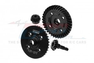 GPM TS1200S STEEL FRONT AND REAR SPIRAL DIFFERENTIAL RING GEAR & PINION GEAR 8977 8978 FOR TRAXXAS 1/10 MAXX W/WIDEMAXX / 1/8 6S MAXX SLASH MONSTER - TS1200S-BK