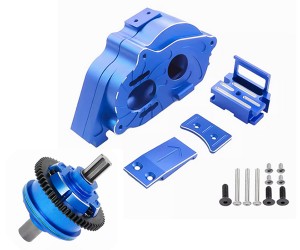 ALUMINUM M0.8 CENTER DIFF SET 57T MOTOR MOUNT SET ARA311165 ARA311169 FOR ARRMA 1/10 KRATON OUTCAST 1/8 MOJAVE TRUCK - BLUE - RS-ARA31116569-BU