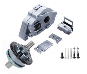 ALUMINUM M0.8 CENTER DIFF SET 57T MOTOR MOUNT SET ARA311165 ARA311169 FOR ARRMA 1/10 KRATON OUTCAST 1/8 MOJAVE TRUCK - GUN SILVER - RS-ARA31116569-GS