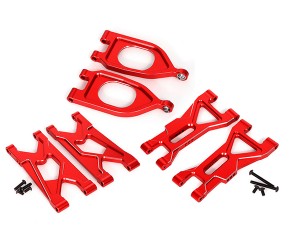 FULL FRONT & REAR UPPER LOWER ALUMINUM SUSPENSION SET  FOR 1/10 ARRMA GORGON MONSTER TRUCK ARA3230S - RED - RS-ARA3307505152-RE