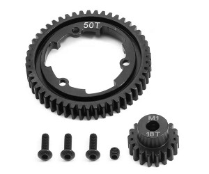 STEEL M1 SPUR GEAR 46T / 50T / 52T / 54T W/ 18T PINION GEAR FOR TRAXXAS 1/5 X-MAXX 6S 8S 1/6 XRT 1/10 MAXX REVO 2.0 1/7 XO-1 CAR - 50T / 18T - TRX-M15018