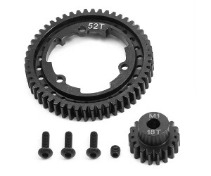 STEEL M1 SPUR GEAR 46T / 50T / 52T / 54T W/ 18T PINION GEAR FOR TRAXXAS 1/5 X-MAXX 6S 8S 1/6 XRT 1/10 MAXX REVO 2.0 1/7 XO-1 CAR - TRX-M15218