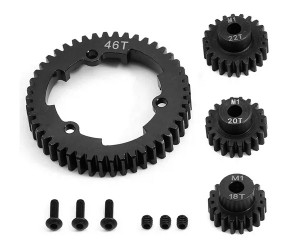 STEEL M1 SPUR GEAR 46T / 50T / 52T / 54T W. 18 / 20 / 22T PINION FOR TRAXXAS 1/5 X-MAXX 6S 8S 1/6 XRT 1/10 MAXX REVO 2.0 1/7 XO-1 CAR - TRX-M146182022