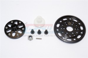 STEEL #45 SPUR GEAR 48 PITCH 83T ALUMINIUM SPUR GEAR ADAPTER -  AXIAL SCX10 - SSCX1583T-BK