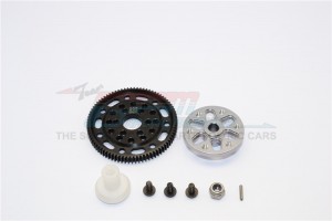 STEEL #45 SPUR GEAR 48 PITCH 83T ALUMINIUM SPUR GEAR ADAPTER -  AXIAL SCX10 - Gun silver - SSCX1583T-GS