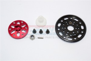 STEEL #45 SPUR GEAR 48 PITCH 83T ALUMINIUM SPUR GEAR ADAPTER -  AXIAL SCX10 - Red - SSCX1583T-R