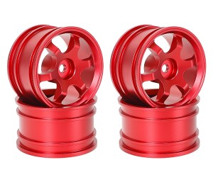 ALUMINUM M-CHASSIS RIM 46 x 25mm 6 SPOKE For 1/10 TAMIYA M05 M05 M07 XM-01 MB-01 CAR - RED - RS-WH422512A/RE