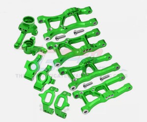 COMBO ALUMINUM FRONT & REAR SUSPENSION ARM STEERING BLOCK C-HUB SET FOR TRAXXAS 1/10 GT 4-TEC 2.0 3.0 CAR - GREEN - GT1921225556-G