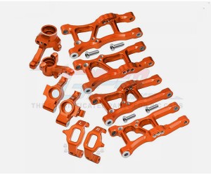 COMBO ALUMINUM FRONT & REAR SUSPENSION ARM STEERING BLOCK C-HUB SET FOR TRAXXAS 1/10 GT 4-TEC 2.0 3.0 CAR - ORANGE - GT1921225556-OR