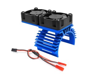 ALUMINUM DUAL HEATSINK COOLING FAN MOUNT 61.5 x 30mm  For FOR 540 550 3650 3660 MOTOR - BLUE - RS-HSFAN6030/BU