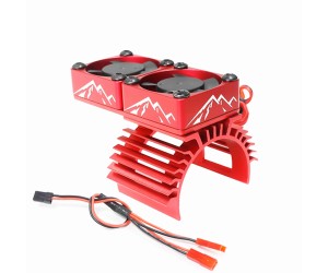 ALUMINUM DUAL HEATSINK COOLING FAN MOUNT - MOUNTAIN PATTERN 61.5 x 30mm  For FOR 540 550 3650 3660 MOTOR - RED - RS-HSFAN6030A/RE