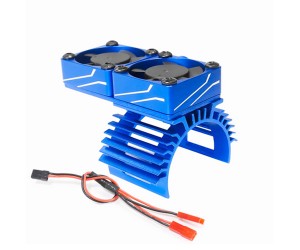 ALUMINUM DUAL HEATSINK COOLING FAN MOUNT - LINE PATTERN 61.5 x 30mm  For FOR 540 550 3650 3660 MOTOR - BLUE - RS-HSFAN6030B/BU