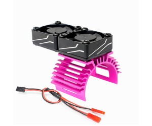 ALUMINUM DUAL HEATSINK COOLING FAN MOUNT - LINE PATTERN 61.5 x 30mm  For FOR 540 550 3650 3660 MOTOR - RS-HSFAN6030B/PKBK