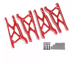 ALUMINUM FRONT & REAR SUSPENSION ARM SET 6731 FOR TRAXXAS 1/10 FORD FIESTA ST RALLY BUGGY 74154-4 - RED - RS-TRX6731/RE