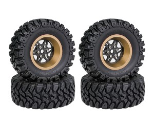 1.2 INCH RUBBER TIRE & BEADLOCK RIM SET 7mm HEX - SAND COLOR FOR 1/18 TRX4-M AXIAL SCX24 FMS18 CRAWLER - TY-62240102A-SD