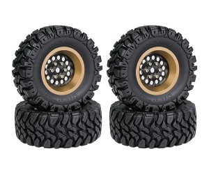 1.2 INCH RUBBER TIRE & BEADLOCK RIM SET 7mm HEX - SAND COLOR FOR 1/18 TRX4-M AXIAL SCX24 FMS18 CRAWLER - TY-62240103A-SD