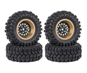 1.2 INCH RUBBER TIRE & BEADLOCK RIM SET 7mm HEX - SAND COLOR FOR 1/18 TRX4-M AXIAL SCX24 FMS18 CRAWLER - TY-62240103B-SD